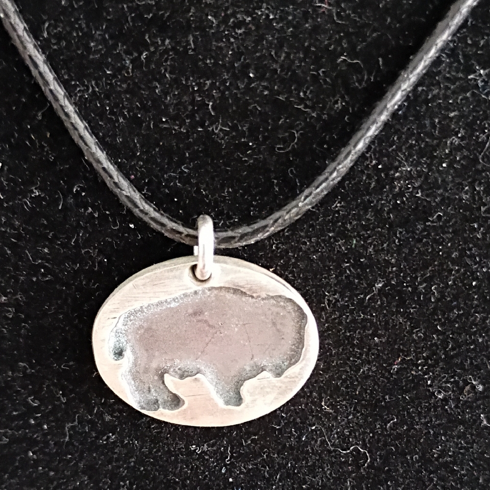 Silver Buffalo Pendant Necklace